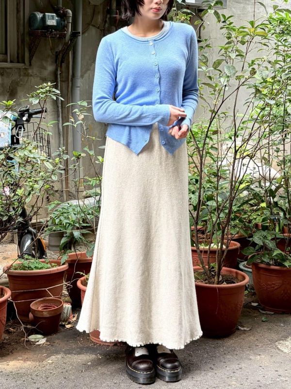 下擺倒V側邊抽皺針織排扣小外套 