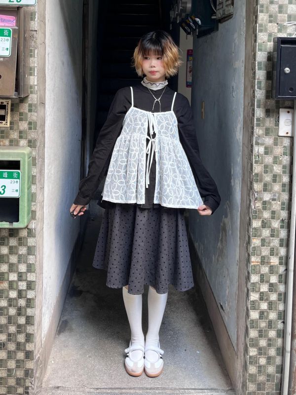 網格滿版花花綁帶可調節吊帶背心 