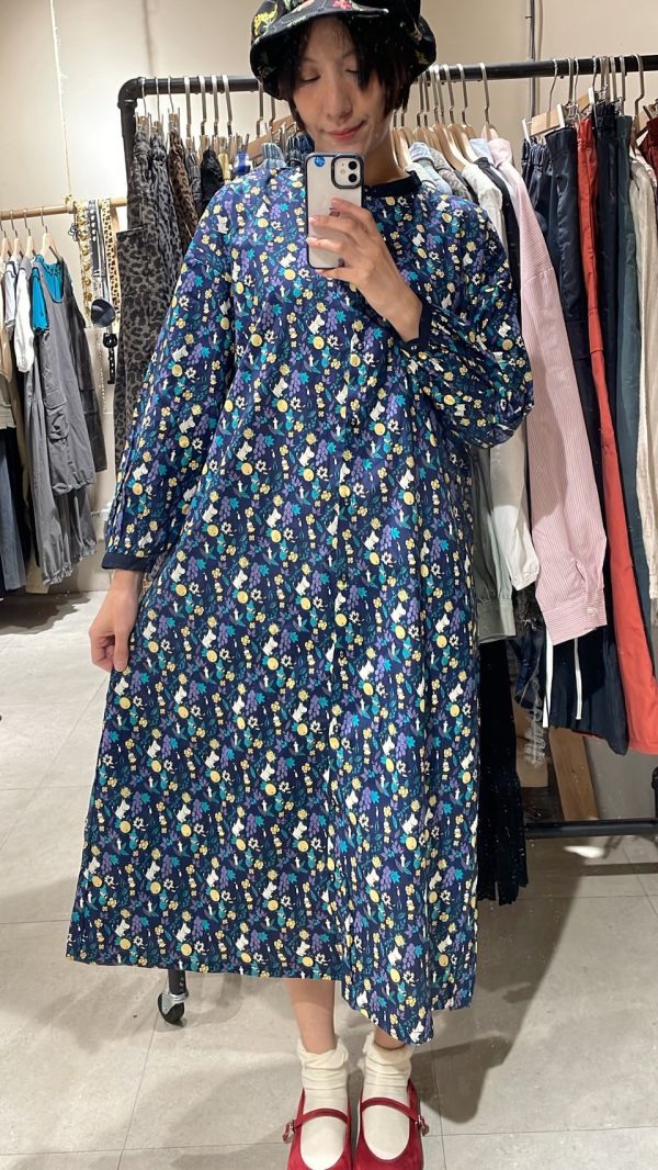 Moomin嚕嚕米亨利領長版襯衫洋裝 
