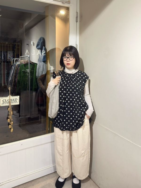 寬版直筒橘車線鬆緊腰長褲 