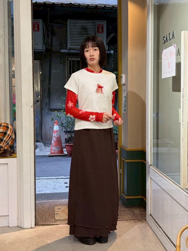 紅緞帶貴賓狗短袖 Tee 