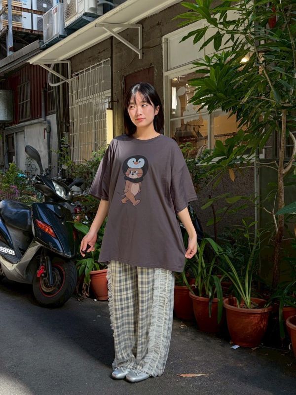 企鵝頭套傑利鼠oversized tee 