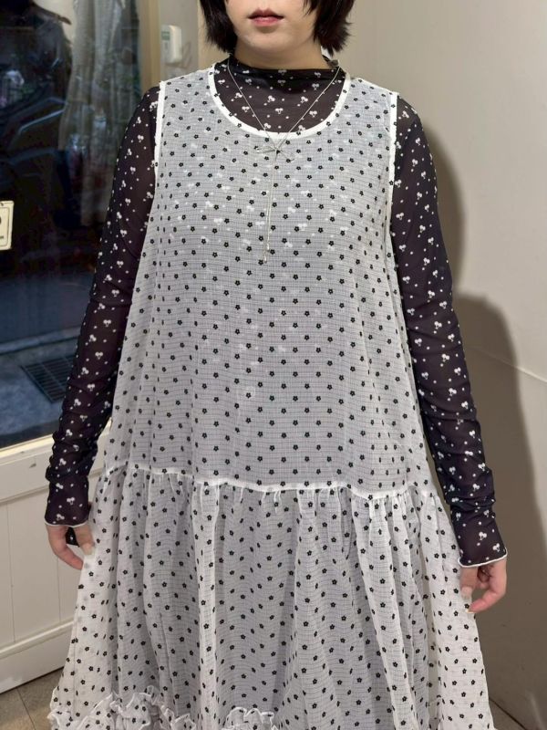 透透紗雙層蛋糕下擺長版背心 