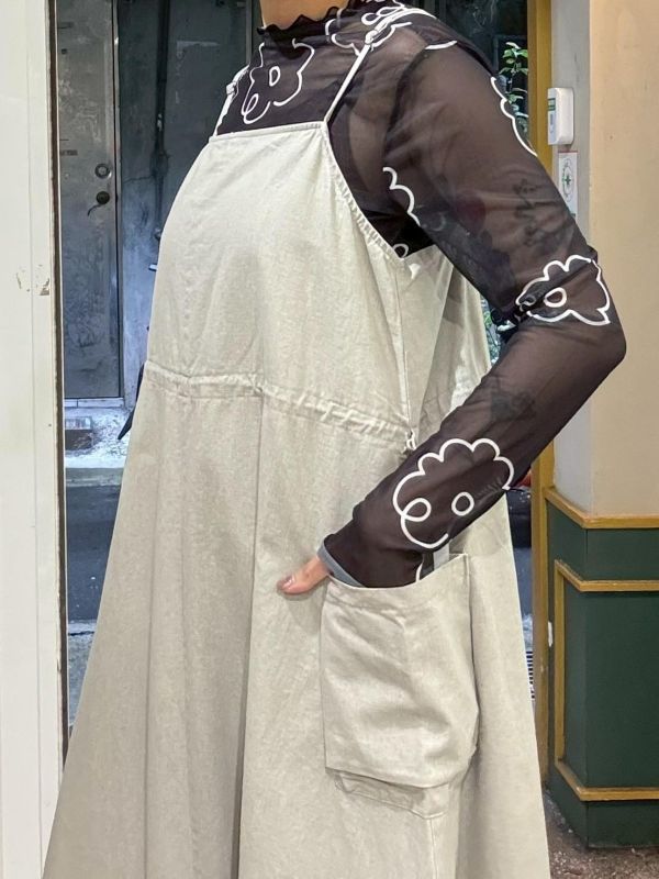 工裝卡其布立體大口袋吊帶背心裙 