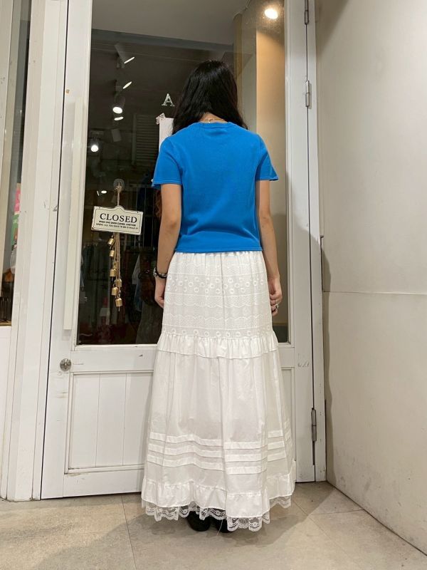 撞色小花針織短袖圓領上衣 