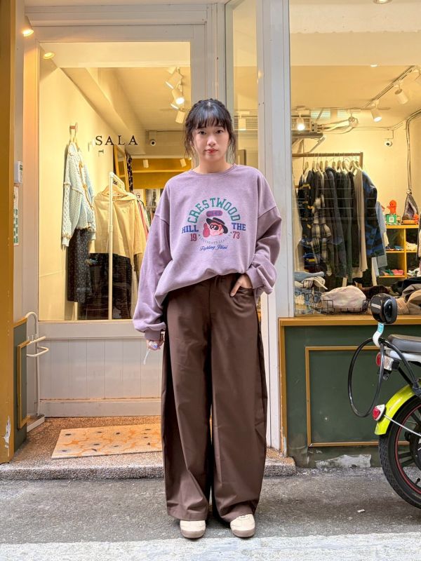 右小口袋後鬆緊腰彎刀西裝褲 