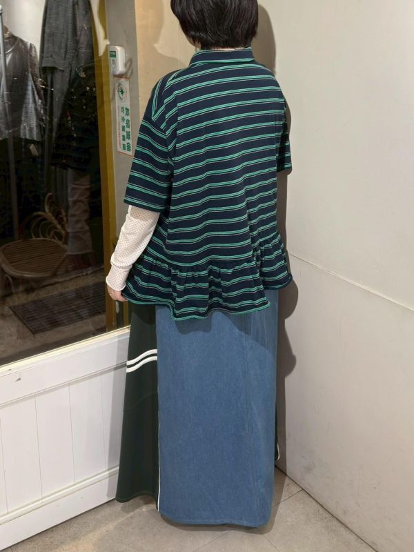 滿版條紋荷葉下擺polo衫 