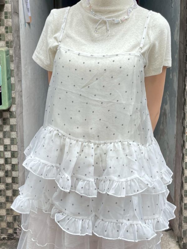 波點紗紗吊帶背心 