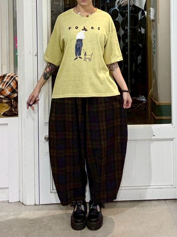 天竺眠涼感手繪folks Tee 