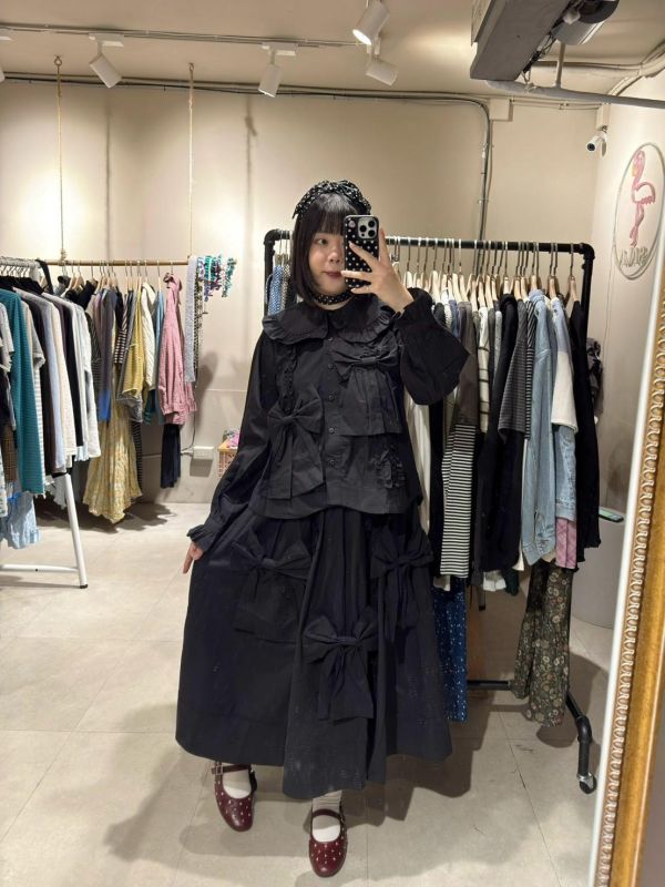 立體大蝴蝶結擠花長裙 