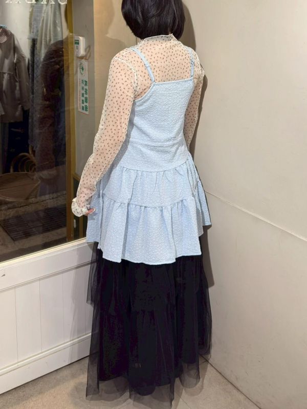 滿版立體花壓紋鬆緊吊帶背心 