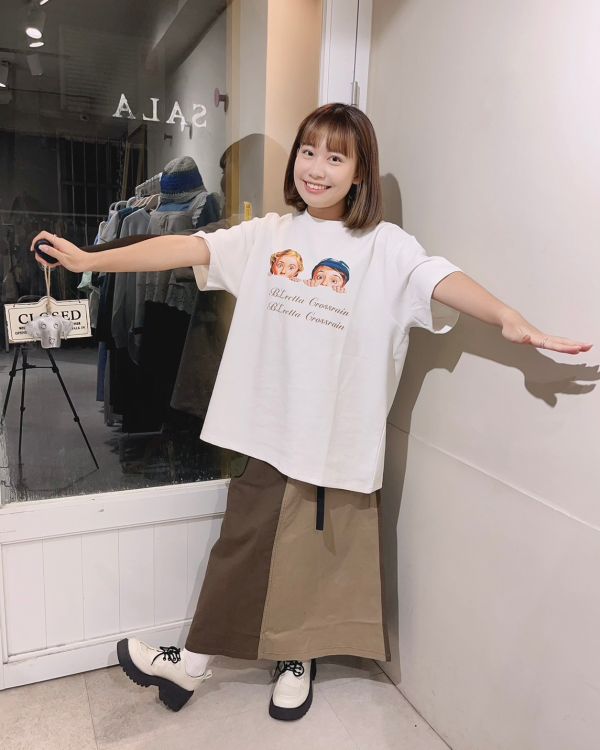拼接色塊工裝長裙 