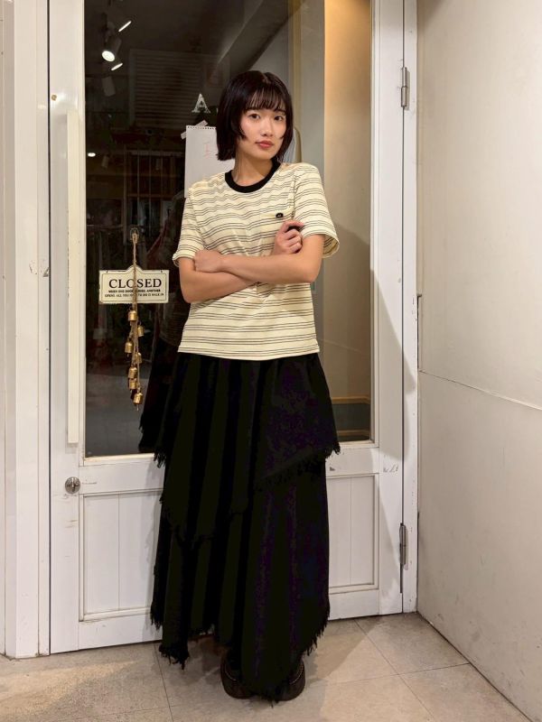 橫紋胸前口袋小圖標針織上衣 