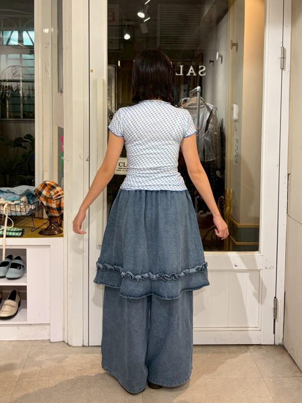 藍格愛心櫻桃抓皺收腰上衣 