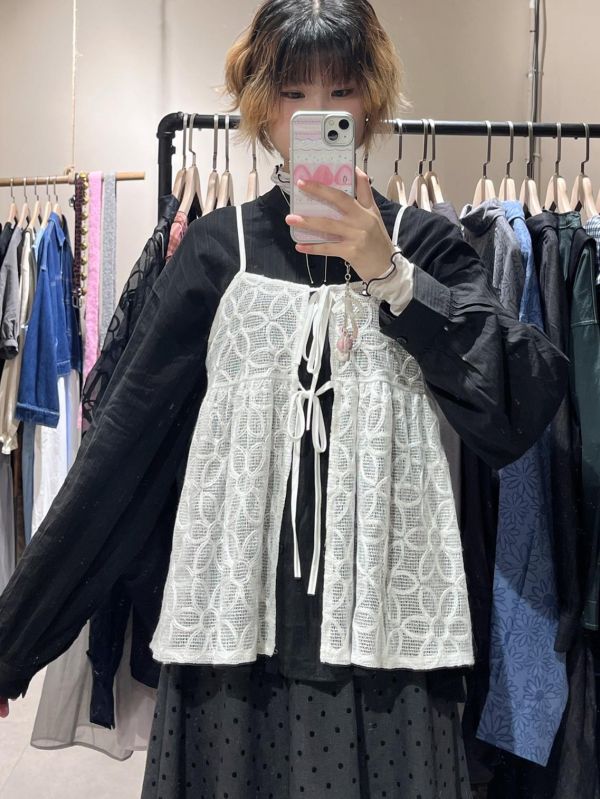 網格滿版花花綁帶可調節吊帶背心 