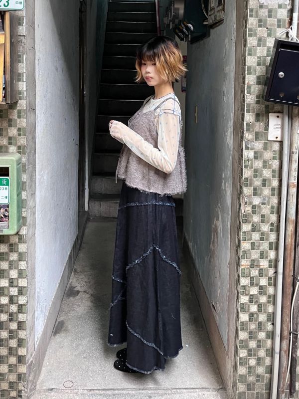 綁帶毛毛可調節吊帶背心 