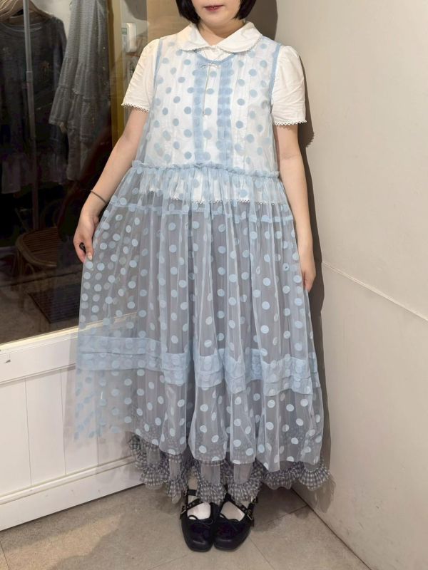 立體絨波點紗罩衫 