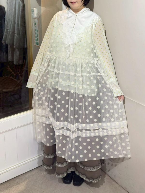 立體絨波點紗罩衫 