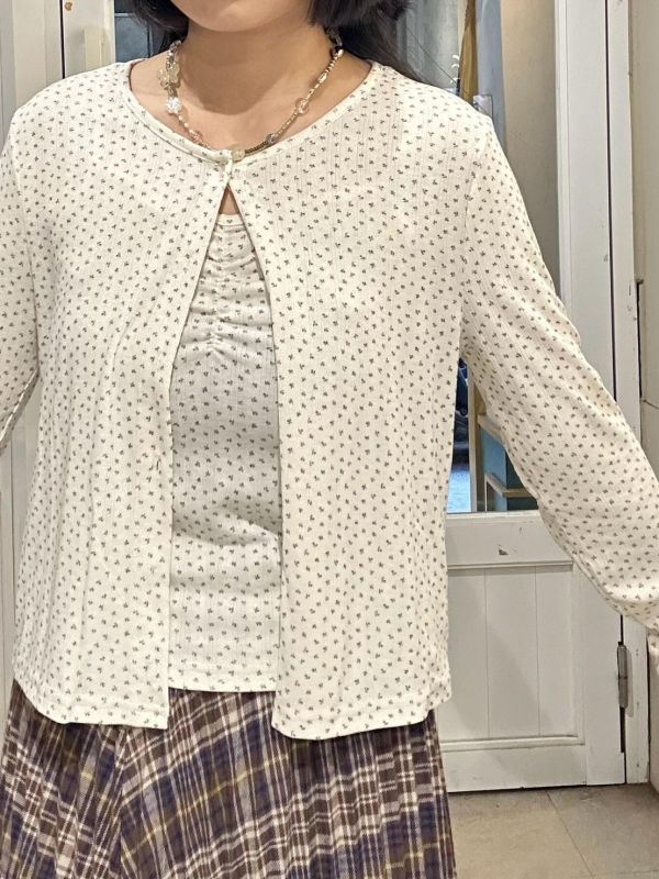 外套背心兩件式碎花上衣 