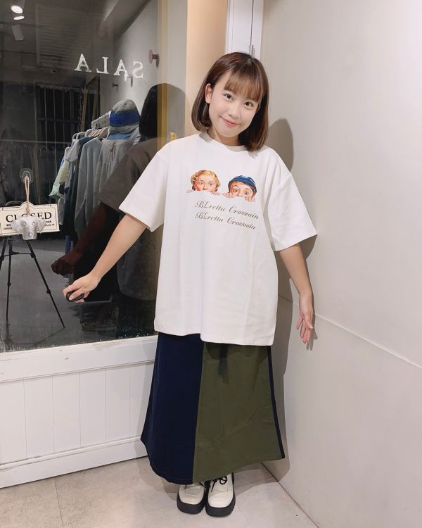 拼接色塊工裝長裙 