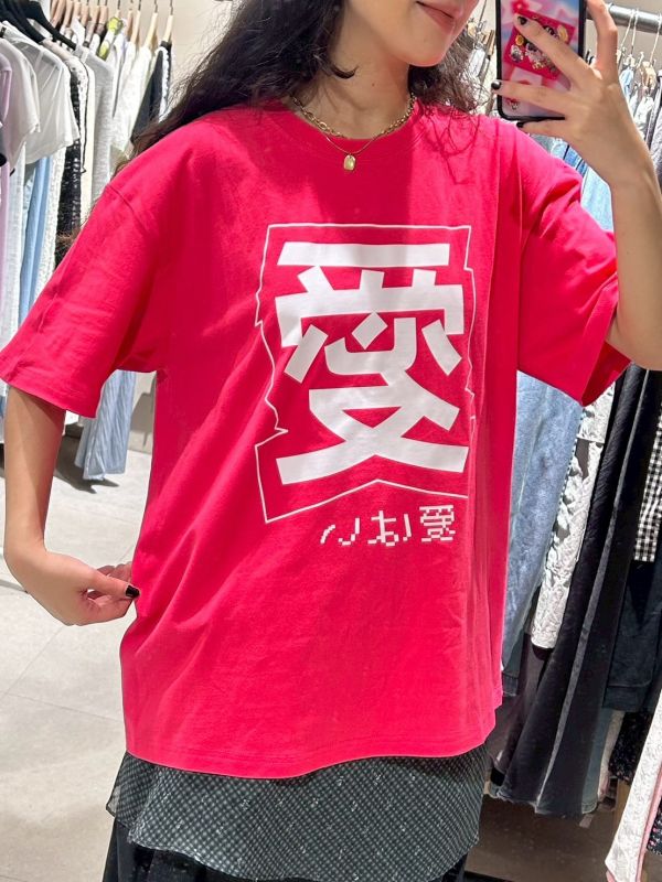 愛！日文桃粉色寬鬆TEE 
