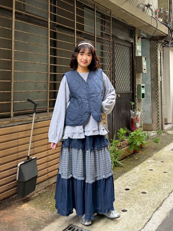 雙面穿絎縫葫蘆紋x素面翻蓋口袋背心 