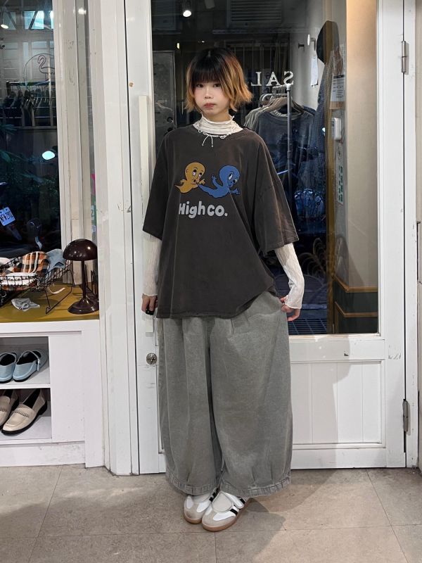 水洗牛仔錐形長褲 