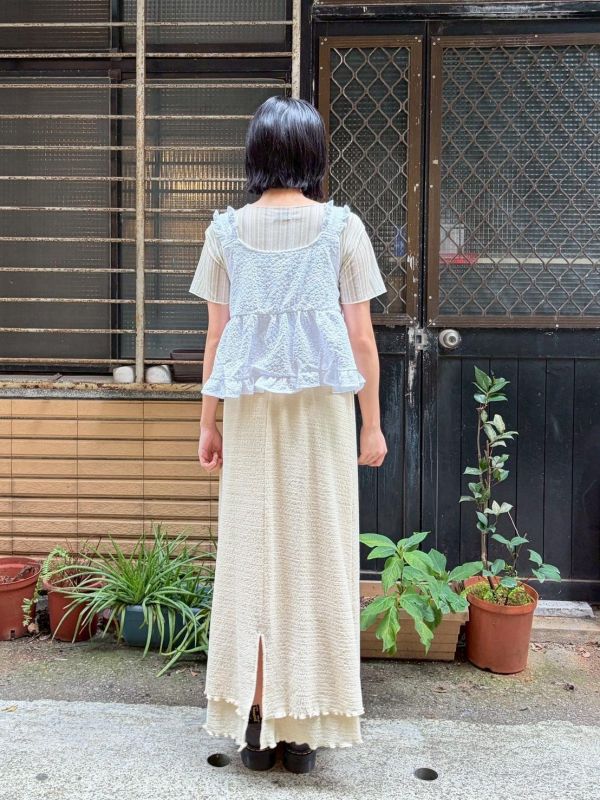 立體花花木耳邊綁帶背心 