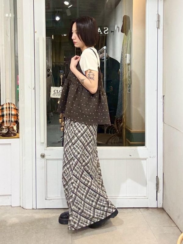 咖啡色前綁帶毛呢吊帶背心 