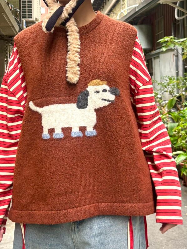 狗狗橘色針織毛線背心 
