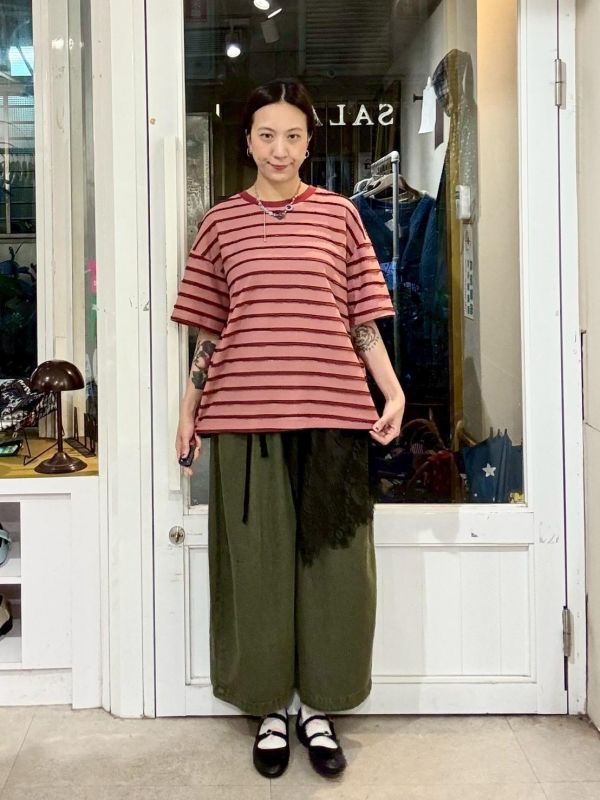立體條紋滾邊撞色Tee 