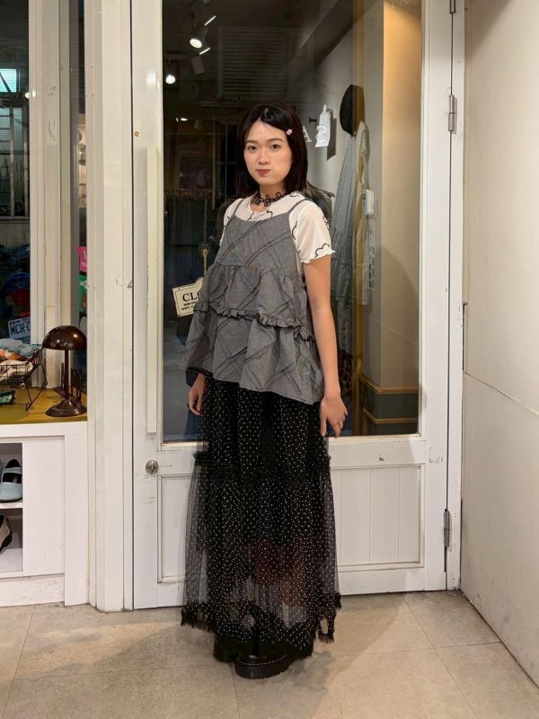 立體縫線造型背後綁帶細肩帶背心 