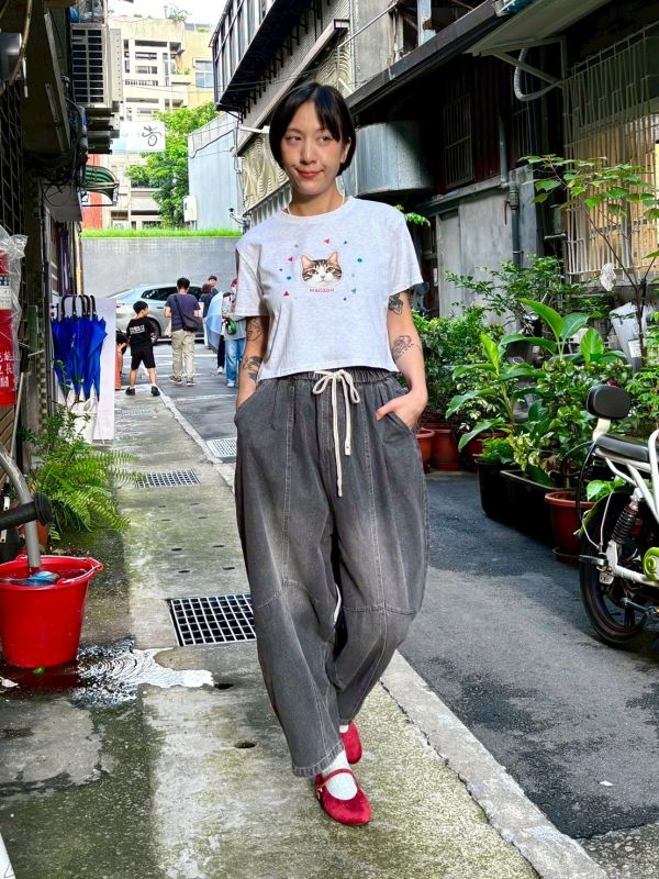 貓頭短版tee 