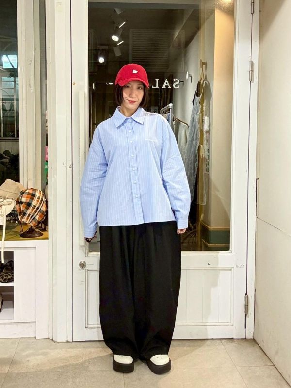 伸縮腰繭型落地西裝褲 