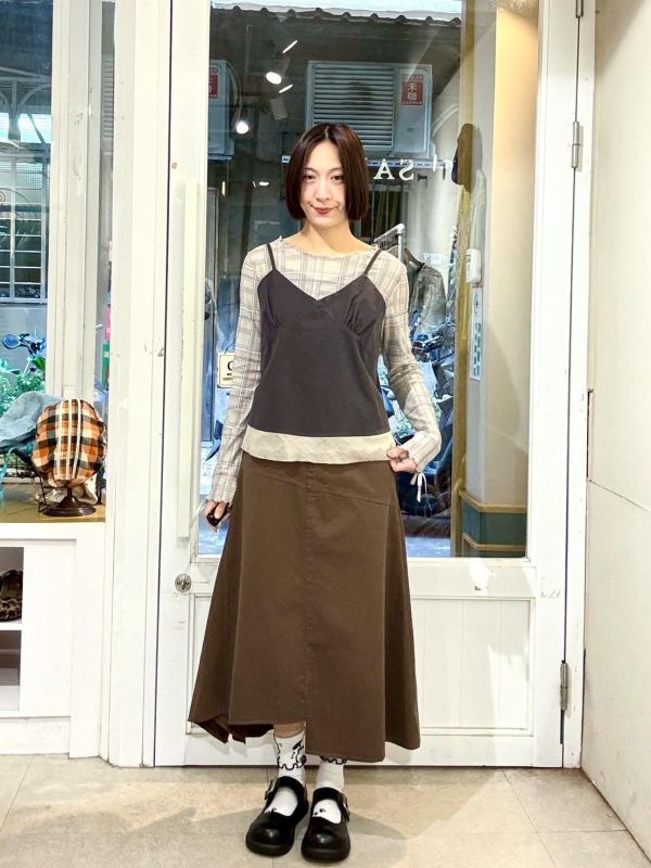 下擺透膚紗拼接吊帶背心 