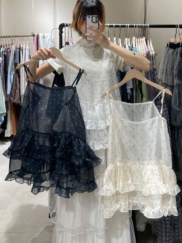 波點紗紗吊帶背心 