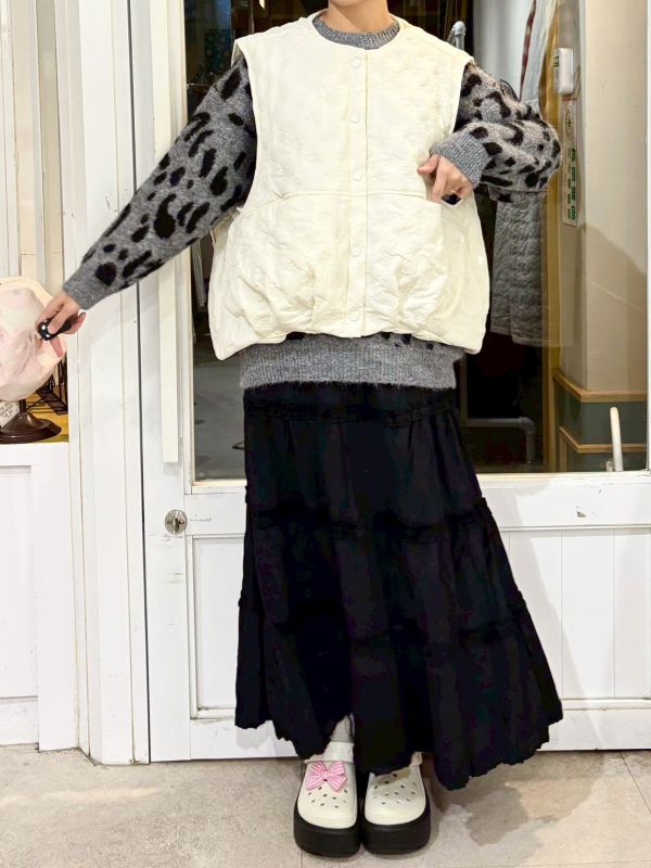 蝴蝶結壓紋鋪棉背心 