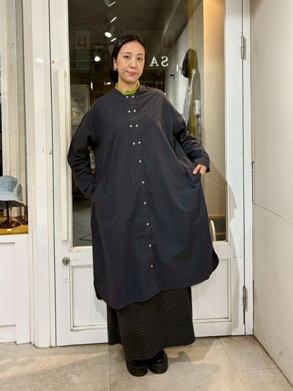 長版雙排扣襯衫洋裝 