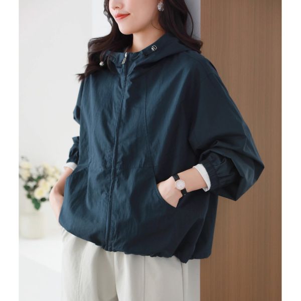 外套 - F6171 沉靜藍連帽風衣外套【加大F】 