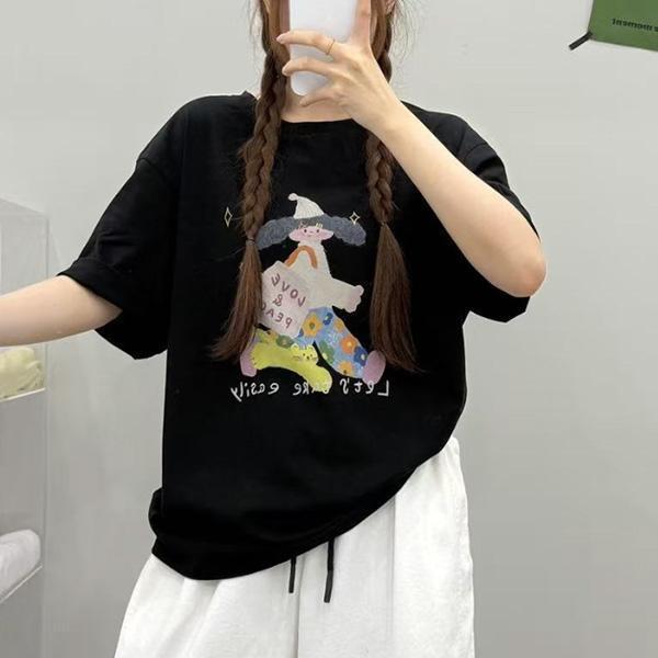 上衣 - F6320 童趣女孩貓咪寬鬆上衣【加大F】 