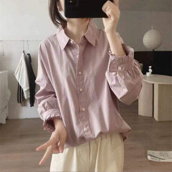 上衣 - F6156 淡柔氣質長袖襯衫【F碼】 