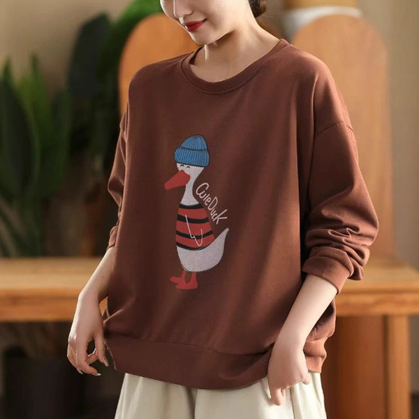 上衣 - F6157 冬日毛帽小鴨長袖上衣【加大F】 