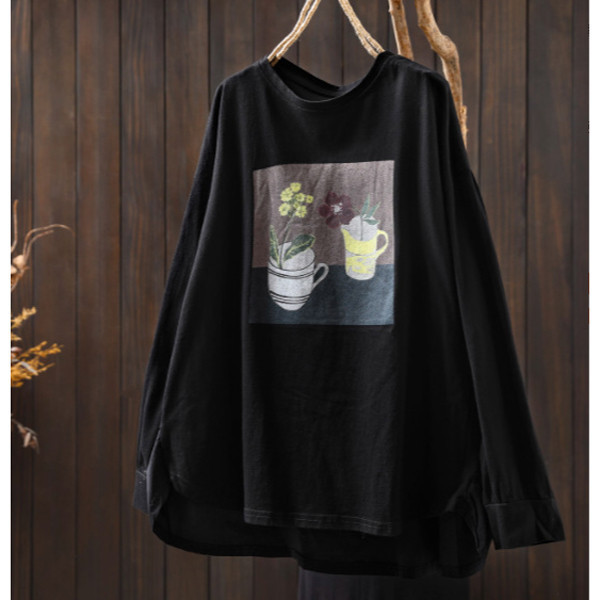 上衣 - F6124 花朵午茶長袖上衣【F碼】 