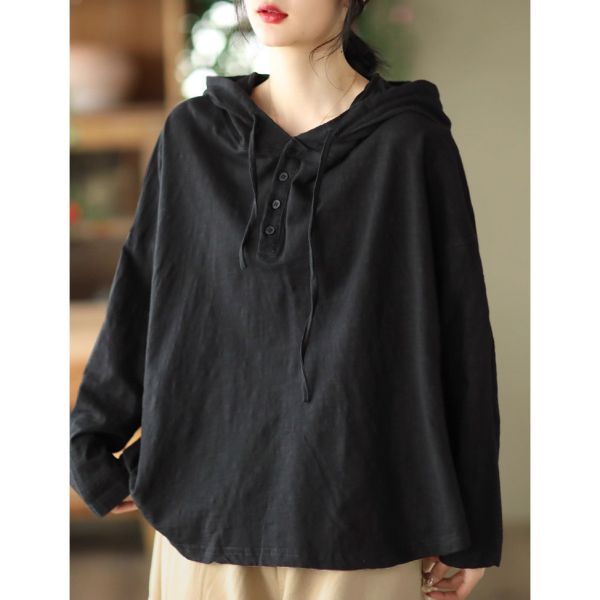 上衣 - F6150 簡約風．釦飾連帽上衣【加大F】 