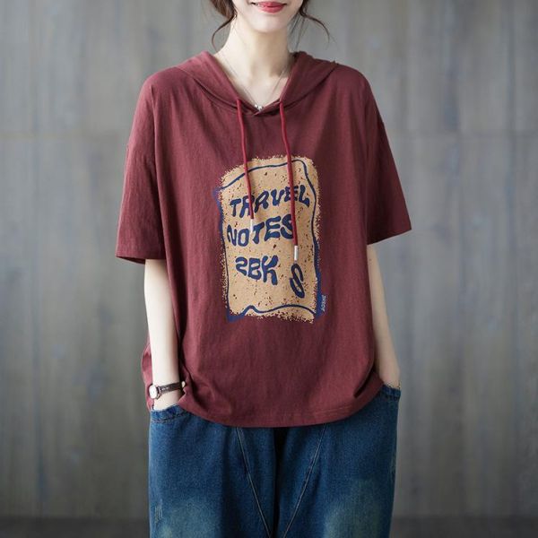 上衣 - A8132 字母印花連帽上衣【F碼】 