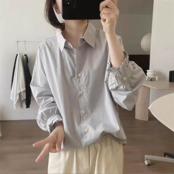 上衣 - F6156 淡柔氣質長袖襯衫【F碼】 