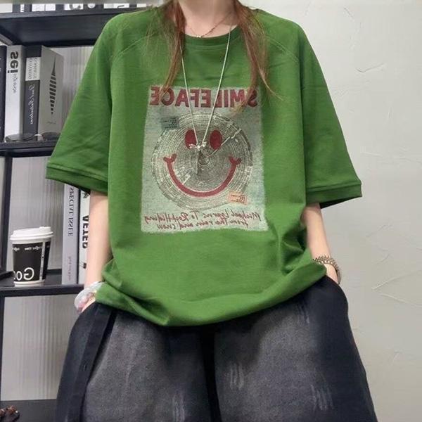 上衣 - F6246 個姓微笑印花寬鬆上衣【加大F】 