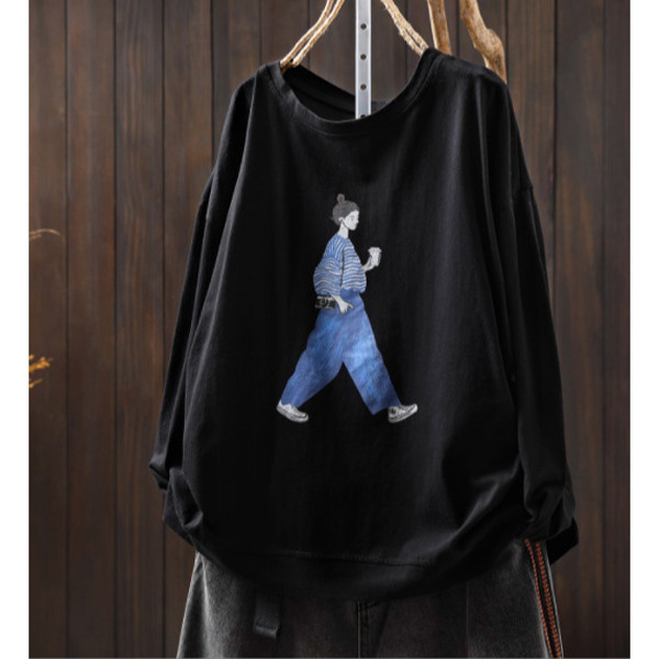 上衣 - F6125 散步女孩長袖上衣【F碼】 