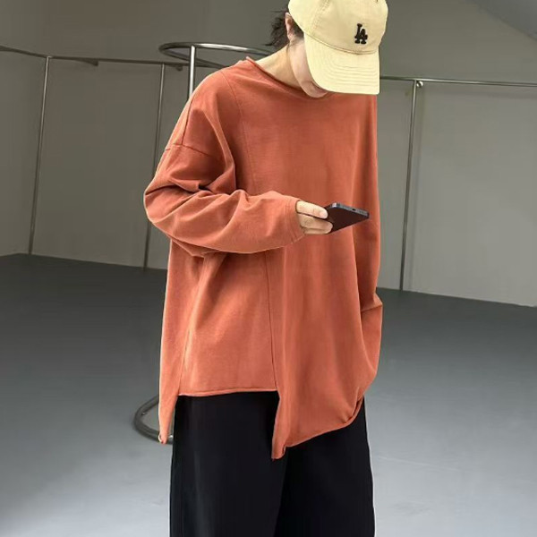 上衣 - F6131 不規則素感長袖上衣【加大F】 