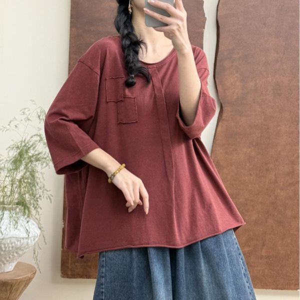 上衣 - F6196 復古仿舊不收邊上衣【加大F】 